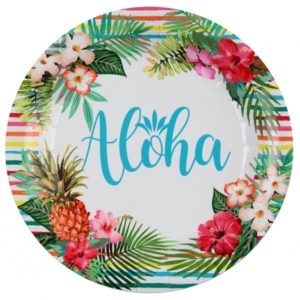 Anniversaire, assiette, aloha