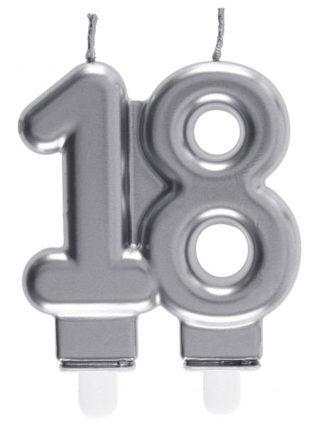 Anniversaire, bougies, argentée, 18