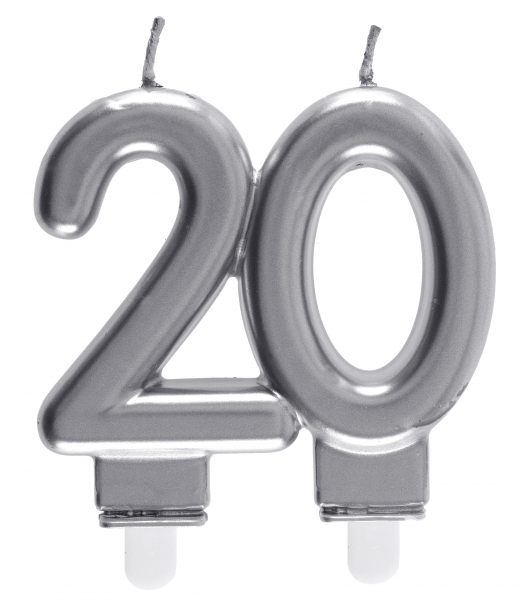 Anniversaire, bougies, argentée, 20