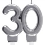 Anniversaire, bougies, argentée, 30