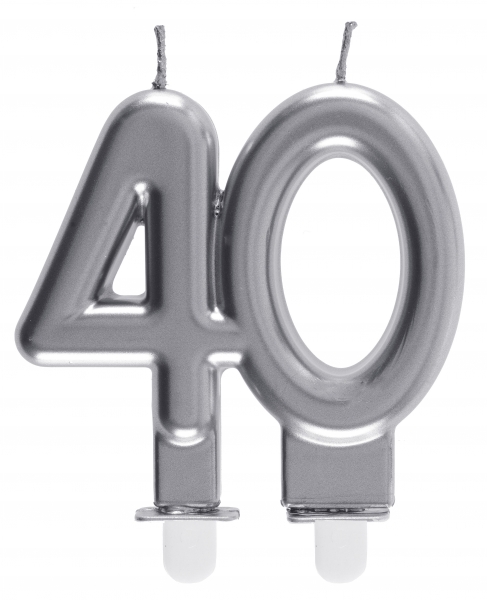 Anniversaire, bougies, argentée, 40