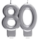 Anniversaire, bougies, argentée, 80