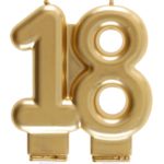 Anniversaire, bougies, dorée, 18