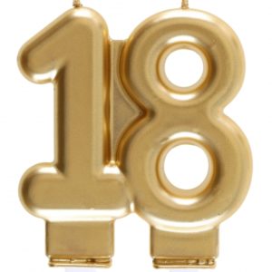 Anniversaire, bougies, dorée, 18