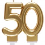 Anniversaire, bougies, dorée, 50