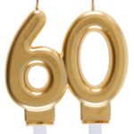 Anniversaire, bougies, dorée, 60
