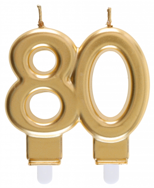 Anniversaire, bougies, dorée, 80
