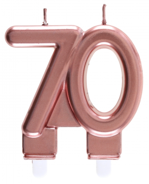 Anniversaire, bougies, rose gold, 70