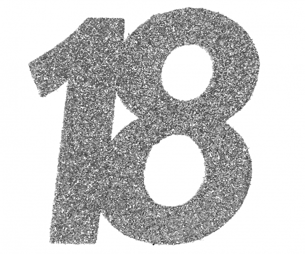 Anniversaire, confettis, argent, 18 ans