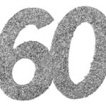 Anniversaire, confettis, argent, 60 ans