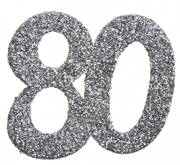 Anniversaire, confettis, argent, 80 ans