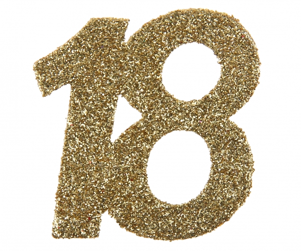 Anniversaire, confettis, or, 18 ans