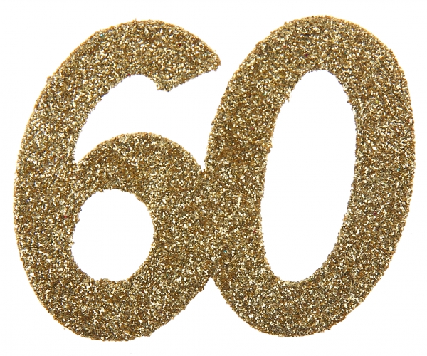Anniversaire, confettis, or, 60 ans