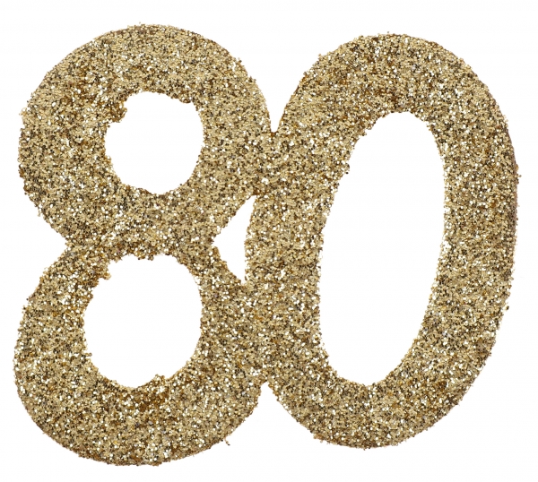 Anniversaire, confettis, or, 80 ans