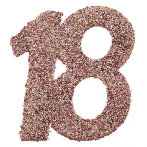 Anniversaire, confettis, rose gold, 18 ans