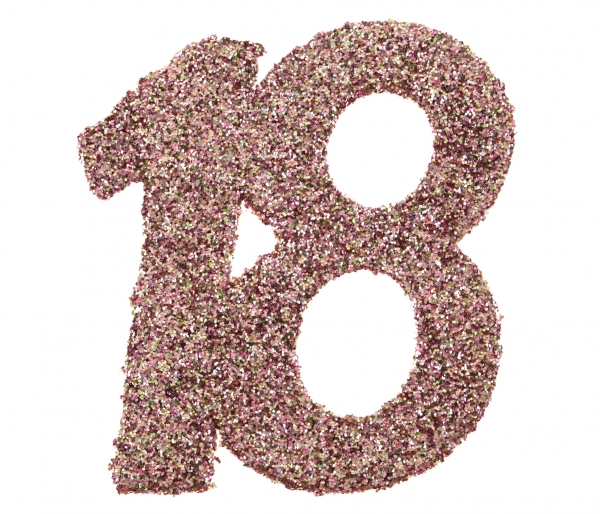 Anniversaire, confettis, rose gold, 18 ans
