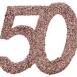 Anniversaire, confettis, rose gold, 50 ans
