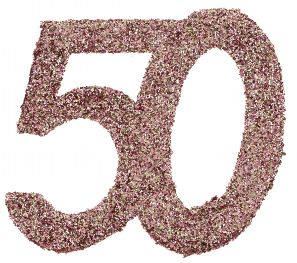 Anniversaire, confettis, rose gold, 50 ans
