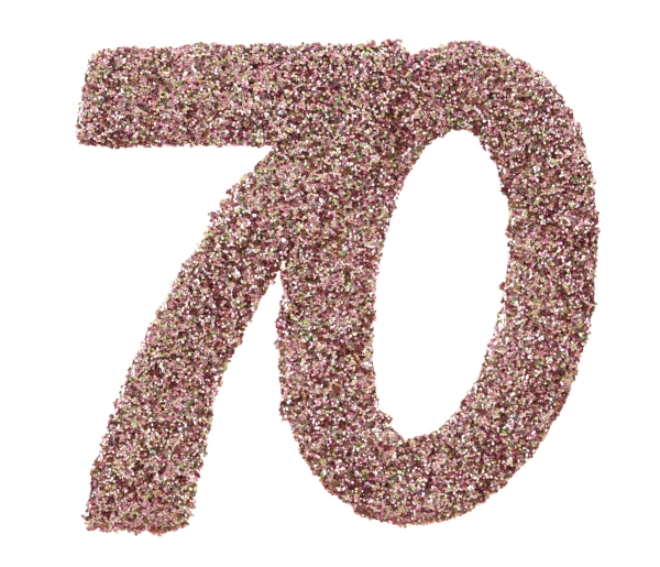 Anniversaire, confettis, rose gold, 70 ans