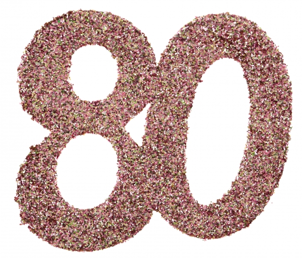 Anniversaire, confettis, rose gold, 80 ans