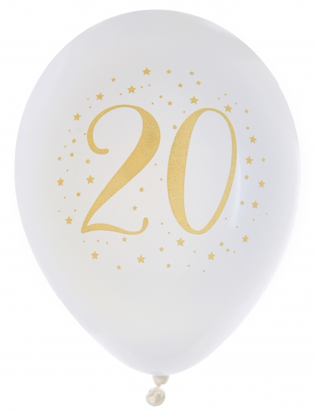 Anniversaire adulte, ballons, blanc, 20