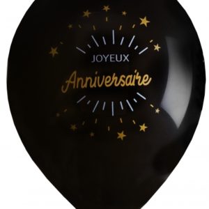 Anniversaire adulte, ballons, joyeux anniversaire, noir