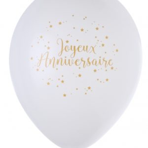 8 Ballons Joyeux Anniversaire Métallisé Or
