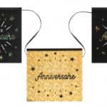 Anniversaire adulte, banderole, or, noir
