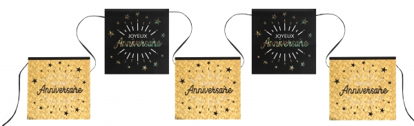 Anniversaire adulte, banderole, or, noir