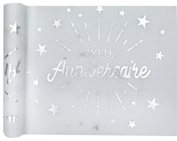 Anniversaire adulte, chemin de table, argent