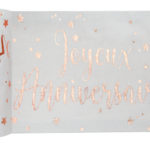 Anniversaire adulte, chemin de table, coton, rose gold
