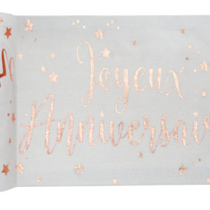 Anniversaire adulte, chemin de table, coton, rose gold