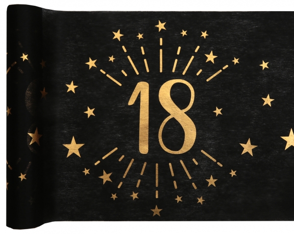 Anniversaire adulte, chemin de table, noir, 18