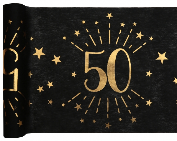 Anniversaire adulte, chemin de table, noir, 50