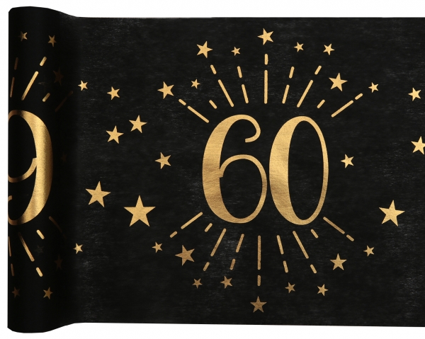 Anniversaire adulte, chemin de table, noir, 60