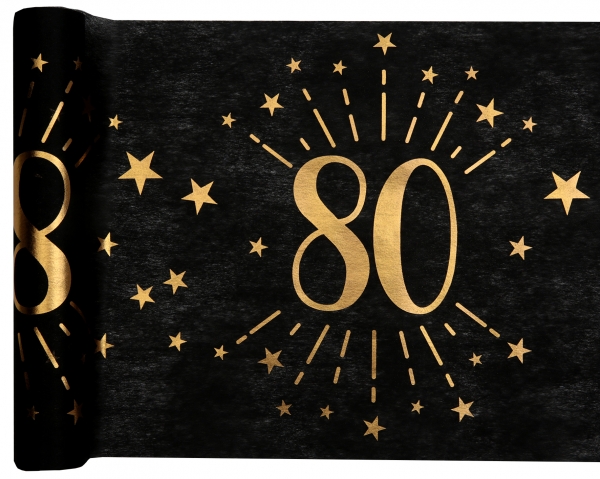 Anniversaire adulte, chemin de table, noir, 80