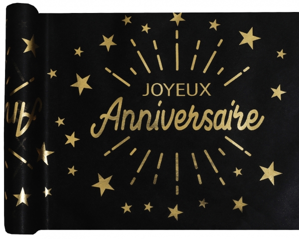 Anniversaire adulte, chemin de table, noir