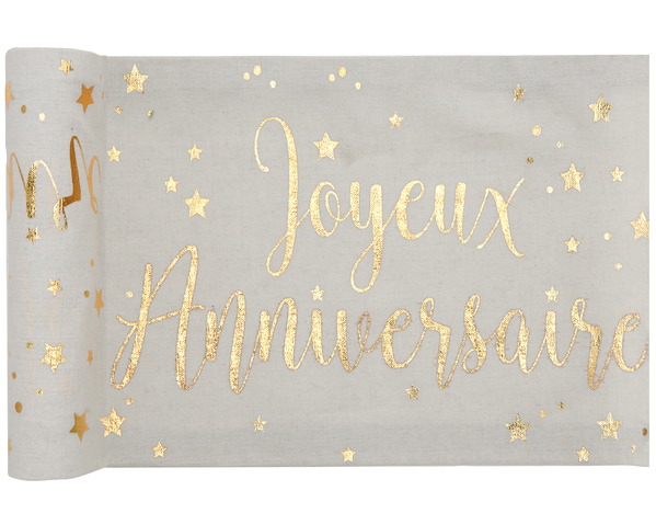 Anniversaire adulte, chemin de table, or