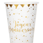 anniversaire adulte, gobelets. ja, or