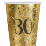 anniversaire adulte, gobelets, or, 30