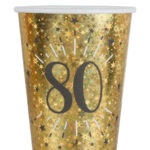 anniversaire adulte, gobelets, or, 80