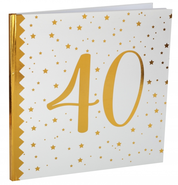 Anniversaire adulte, livre d'or, or, 40