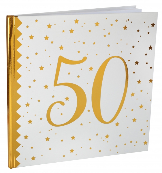 Anniversaire adulte, livre d'or, or, 50