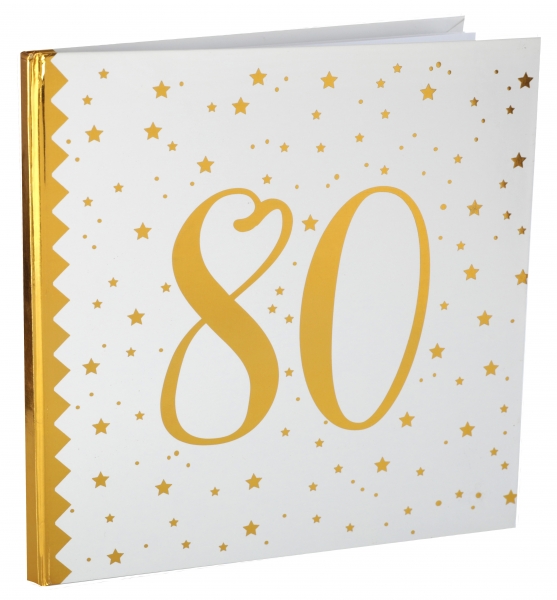 Anniversaire adulte, livre d'or, or, 80