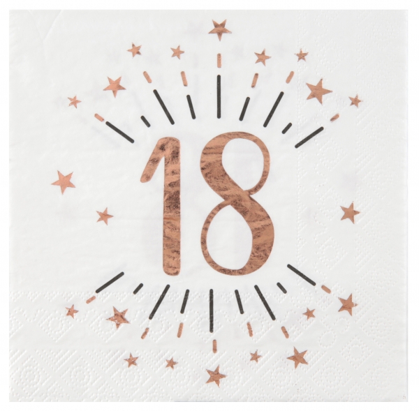 anniversaire adulte, serviette, 18 rose gold