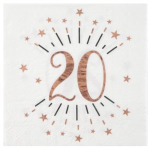 anniversaire adulte, serviette, rose gold, 20