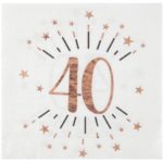 anniversaire adulte, serviette, rose gold, 40