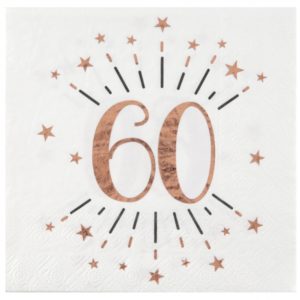 anniversaire adulte, serviette, rose gold, 60