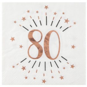 anniversaire adulte, serviette, rose gold, 80