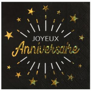 anniversaire adulte, serviette, or